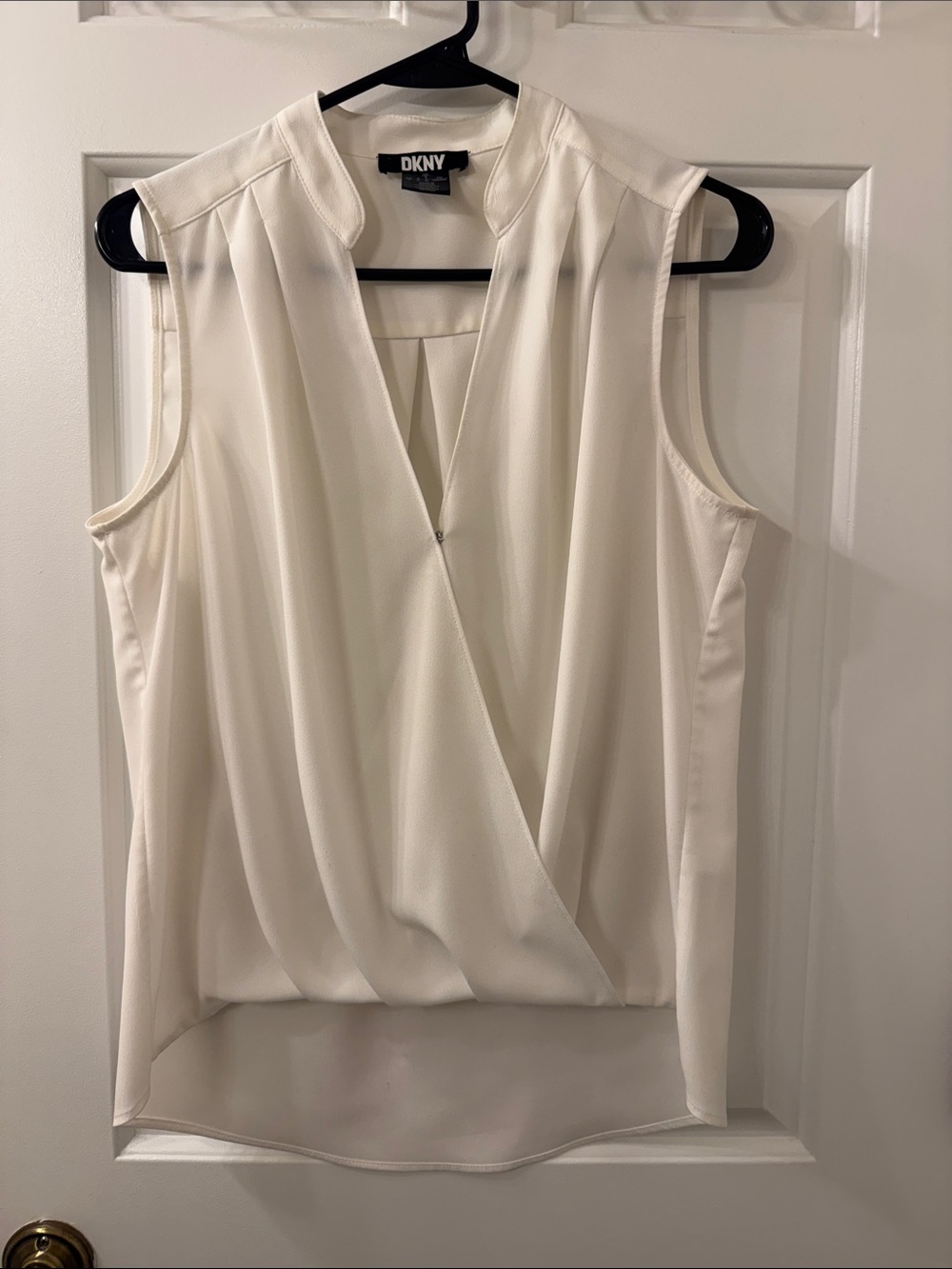 DKNY Ivory Sleeveless Wrap-Front Camisole